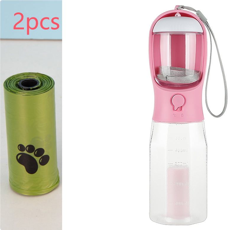 Ultimate 3-in-1 Portable Pet Travel Bottle – Water, Food & Poop Bags in One! 🐾