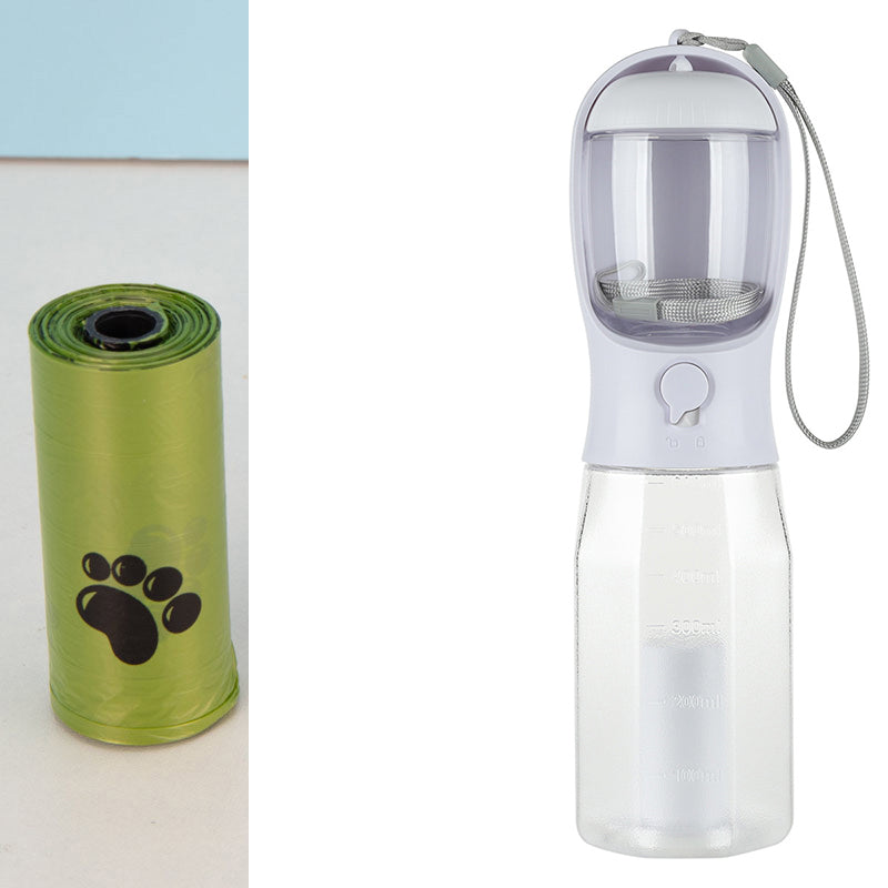 Ultimate 3-in-1 Portable Pet Travel Bottle – Water, Food & Poop Bags in One! 🐾