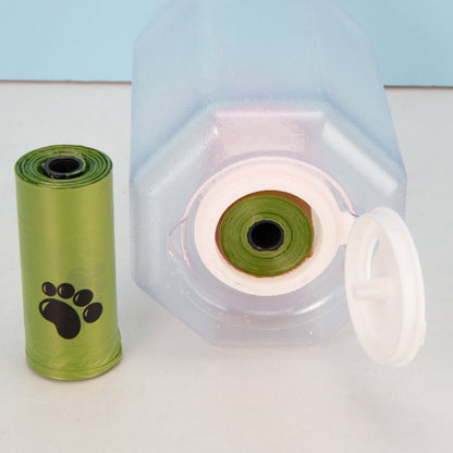 Ultimate 3-in-1 Portable Pet Travel Bottle – Water, Food & Poop Bags in One! 🐾