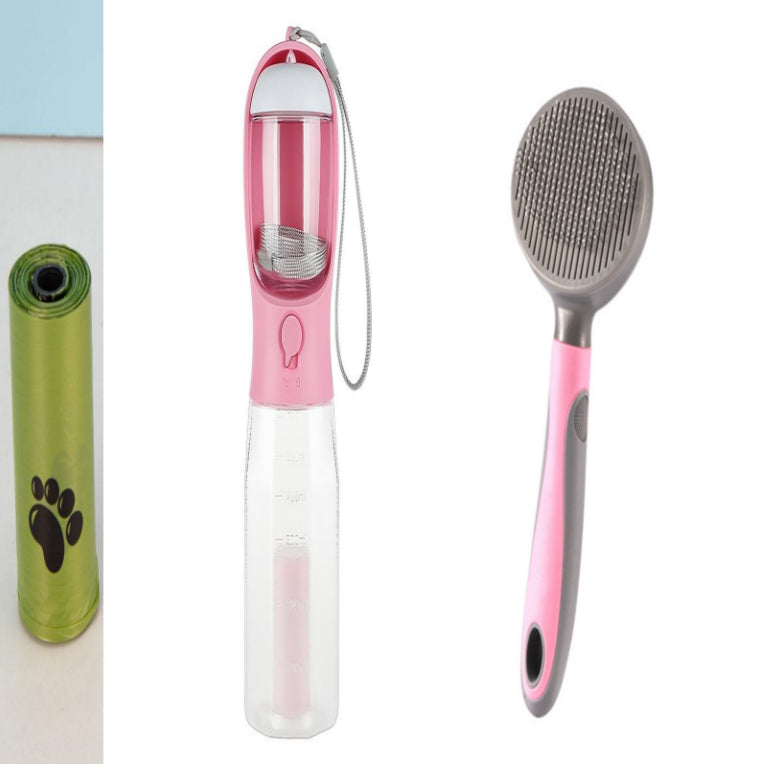 Ultimate 3-in-1 Portable Pet Travel Bottle – Water, Food & Poop Bags in One! 🐾