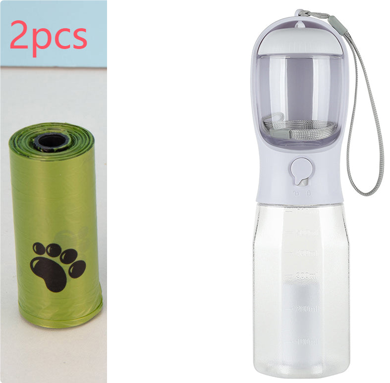 Ultimate 3-in-1 Portable Pet Travel Bottle – Water, Food & Poop Bags in One! 🐾