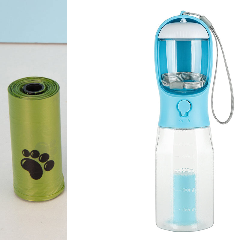 Ultimate 3-in-1 Portable Pet Travel Bottle – Water, Food & Poop Bags in One! 🐾