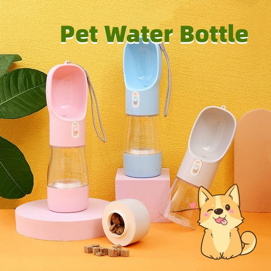 Portable Dog Water Bottle with Integrated Food Bowl