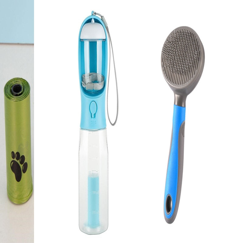 Ultimate 3-in-1 Portable Pet Travel Bottle – Water, Food & Poop Bags in One! 🐾